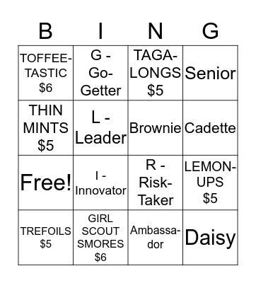 Girl Scouts #01174 Bingo Card