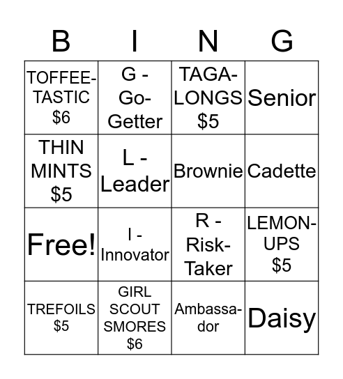 Girl Scouts #01174 Bingo Card