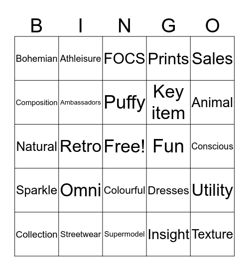 Kick Off Spring 2020 Bingo Card