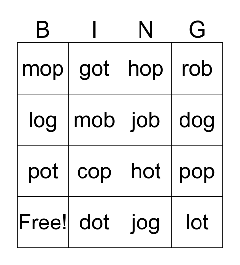 Bingo - short o Bingo Card