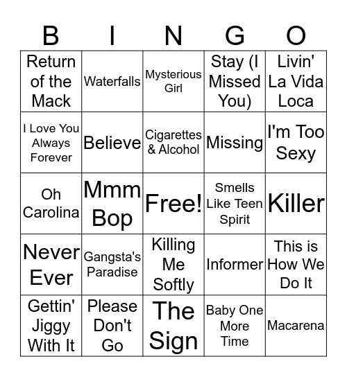 BINGO BEATS Bingo Card