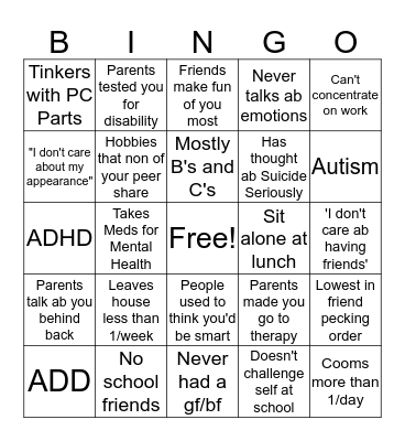 Robot Bingo Card