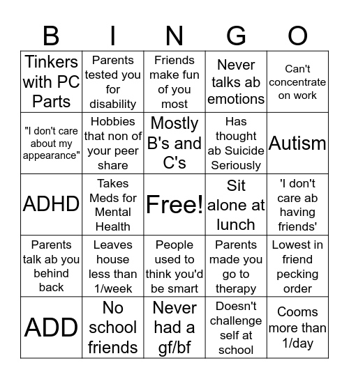 Robot Bingo Card