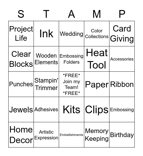 Stampin' Up! Bingo Card
