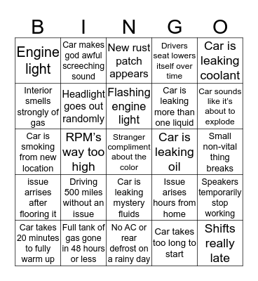 Bea’s WRX bingo  Bingo Card