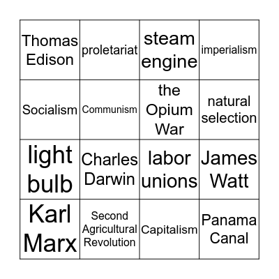 Industrial Bingo Card