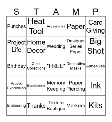 Stampin' Up! Bingo Card