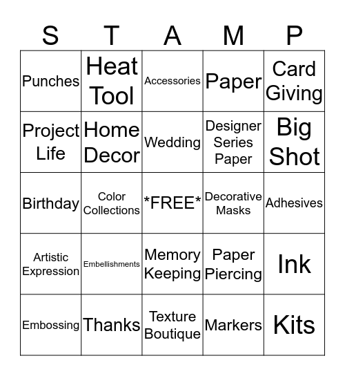 Stampin' Up! Bingo Card