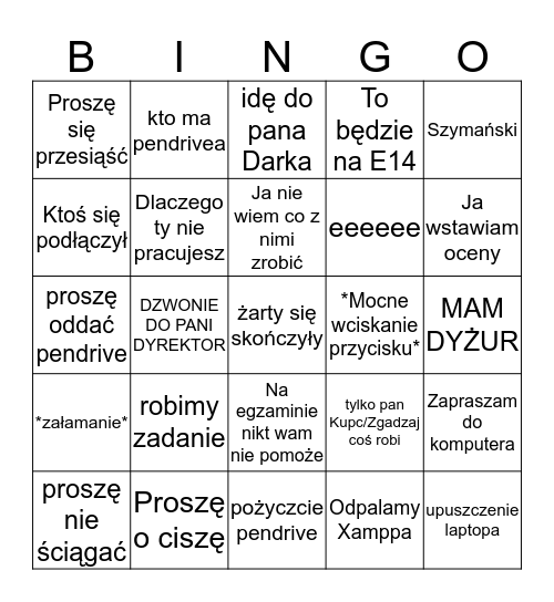 JJ BINGO Card