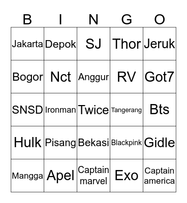 TANZA CANTIK UYEEHHH Bingo Card