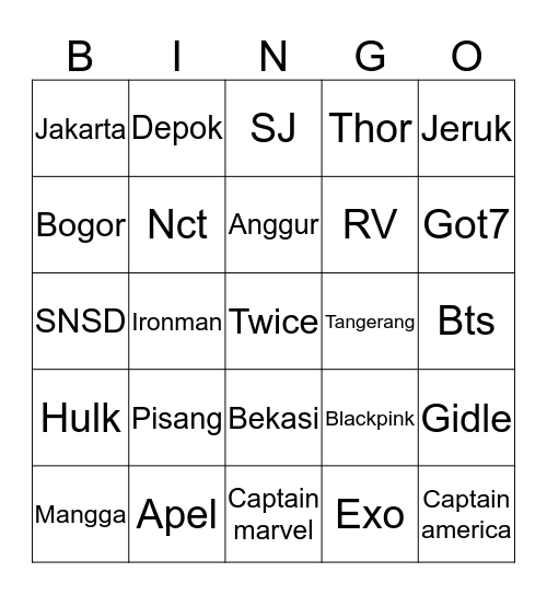 TANZA CANTIK UYEEHHH Bingo Card