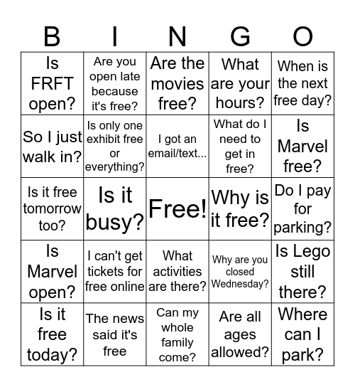 MLK Free Day Bingo Card