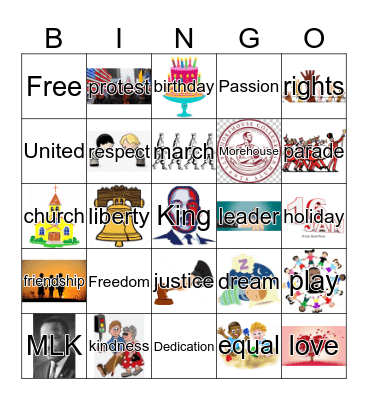 Martin Luther King Jr.  Bingo Card