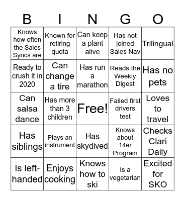 LogRhythm New Hire - Jan 2020 Bingo Card