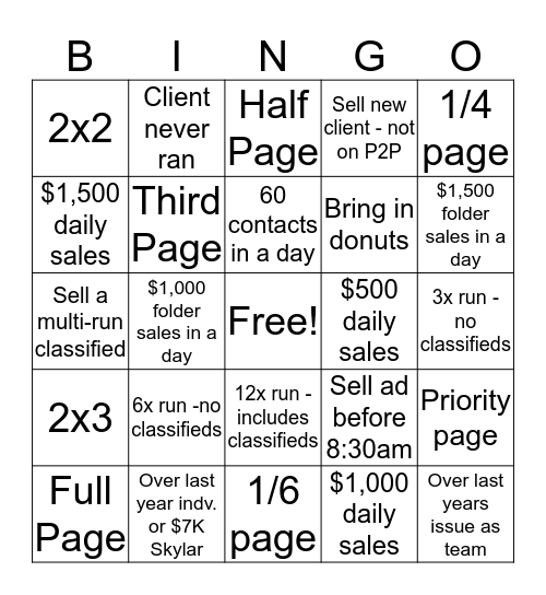 Iowa Sportsman Sales Bingo Card