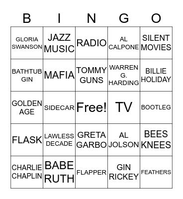 ROARING 20'S BINGO Card