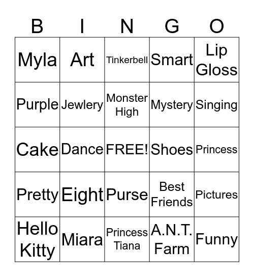 Diamond's Birthday BINGO Card