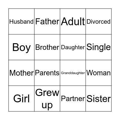 FAMILY BINGO Card