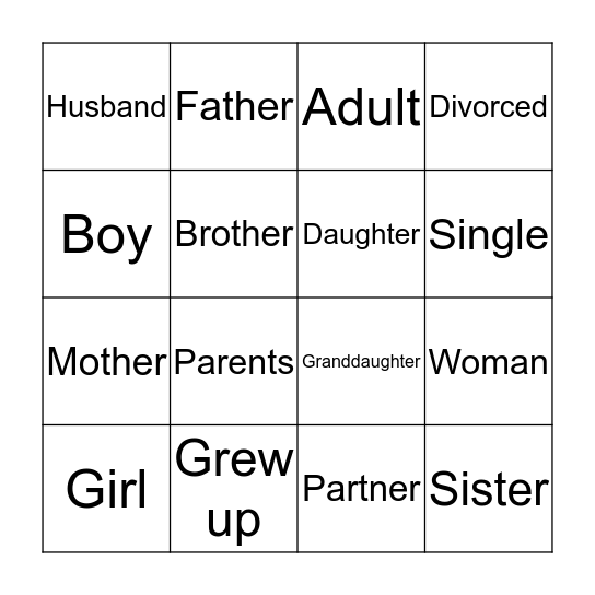 FAMILY BINGO Card