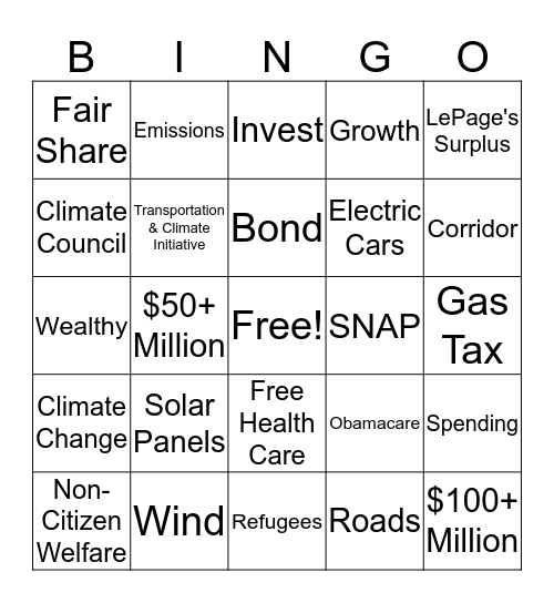 State of the State Bingo Card