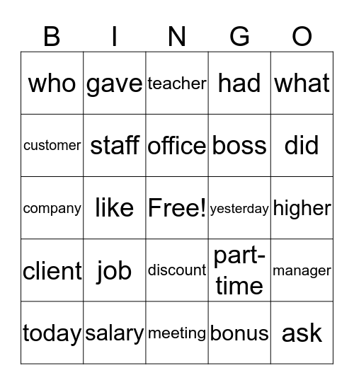 Words from Chapters 30 & 31 Bingo Card