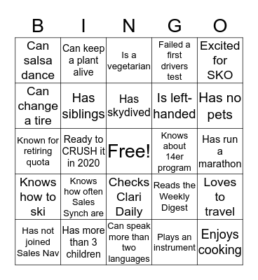 LogRhythm New Hire - Jan 2020 Bingo Card