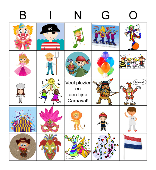 Carnavals Bingo voor jong en oud! Bingo Card