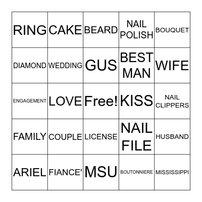 BRIDE BINGO Card