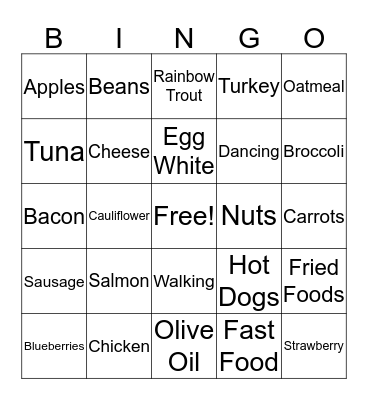 Healthy Heart or Not Bingo Card