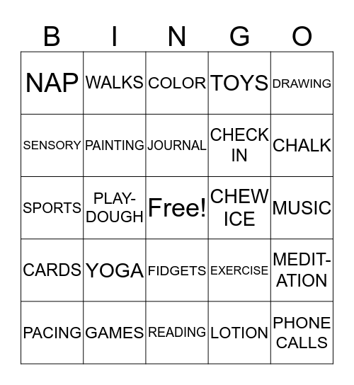 COPING SKILLS Bingo Card