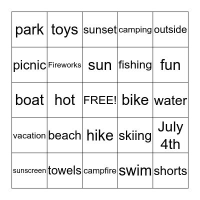 Summer BINGO Card