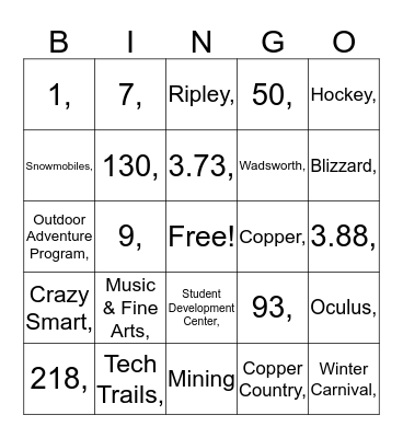 Husky Bingo - Round 1 Bingo Card