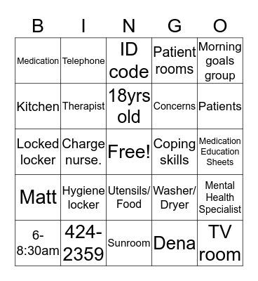 BHU Orientation Bingo Card