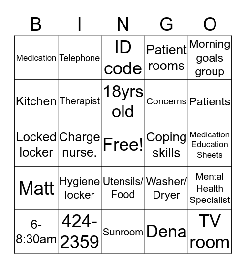 BHU Orientation Bingo Card