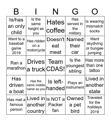 Find someone who... Bingo Card