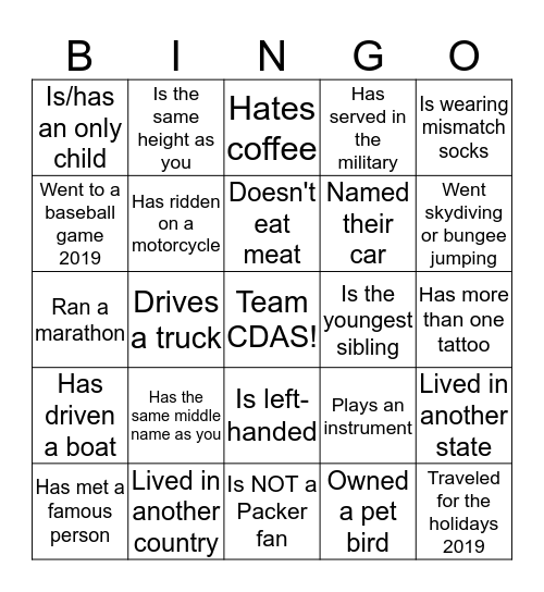 Find someone who... Bingo Card