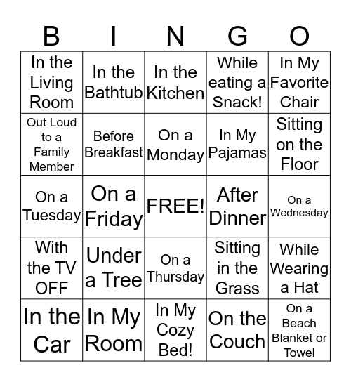 Summer Bingo.....I read........... Bingo Card