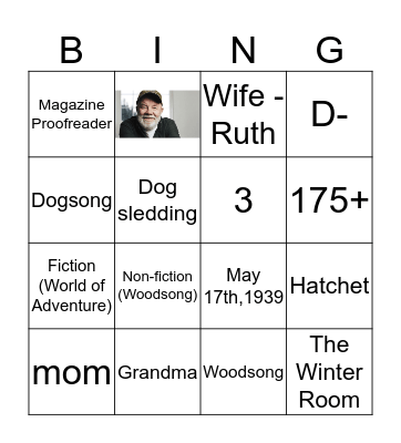 Gary Paulsen Bingo Card