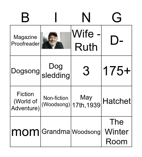Gary Paulsen Bingo Card