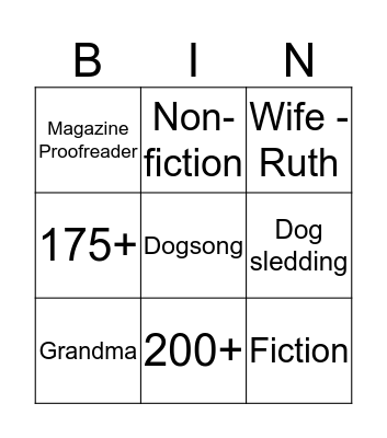 Gary Paulsen Bingo Card