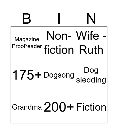 Gary Paulsen Bingo Card