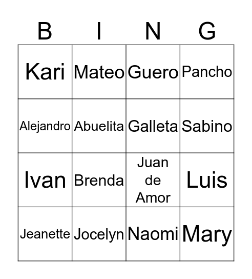 Loteria Bingo Card