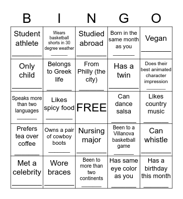 SJE Human Bingo Card