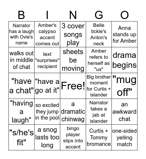 Love Island (U.K.) Bingo Card