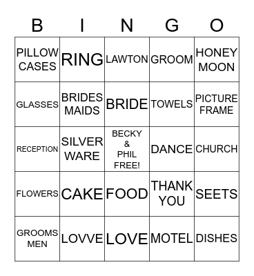 PHIL & BECKY BINGO! Bingo Card