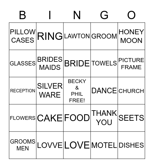 PHIL & BECKY BINGO! Bingo Card