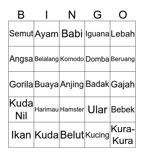 BINGO HEWAN NB04HARUTO Bingo Card