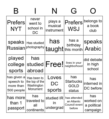 Find someone who... Bingo Card