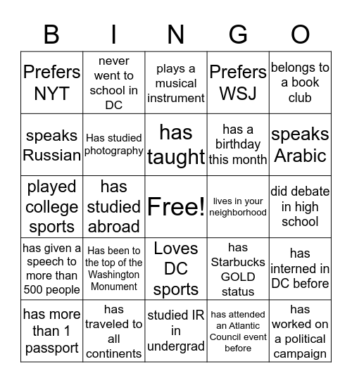 Find someone who... Bingo Card