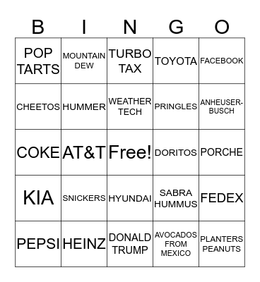 SUPER BOWL BINGO Card